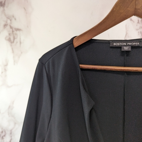 Boston Proper Blazer Womens Small Black Lace Crochet Sleeve Jacket Office - Picture 2 of 13